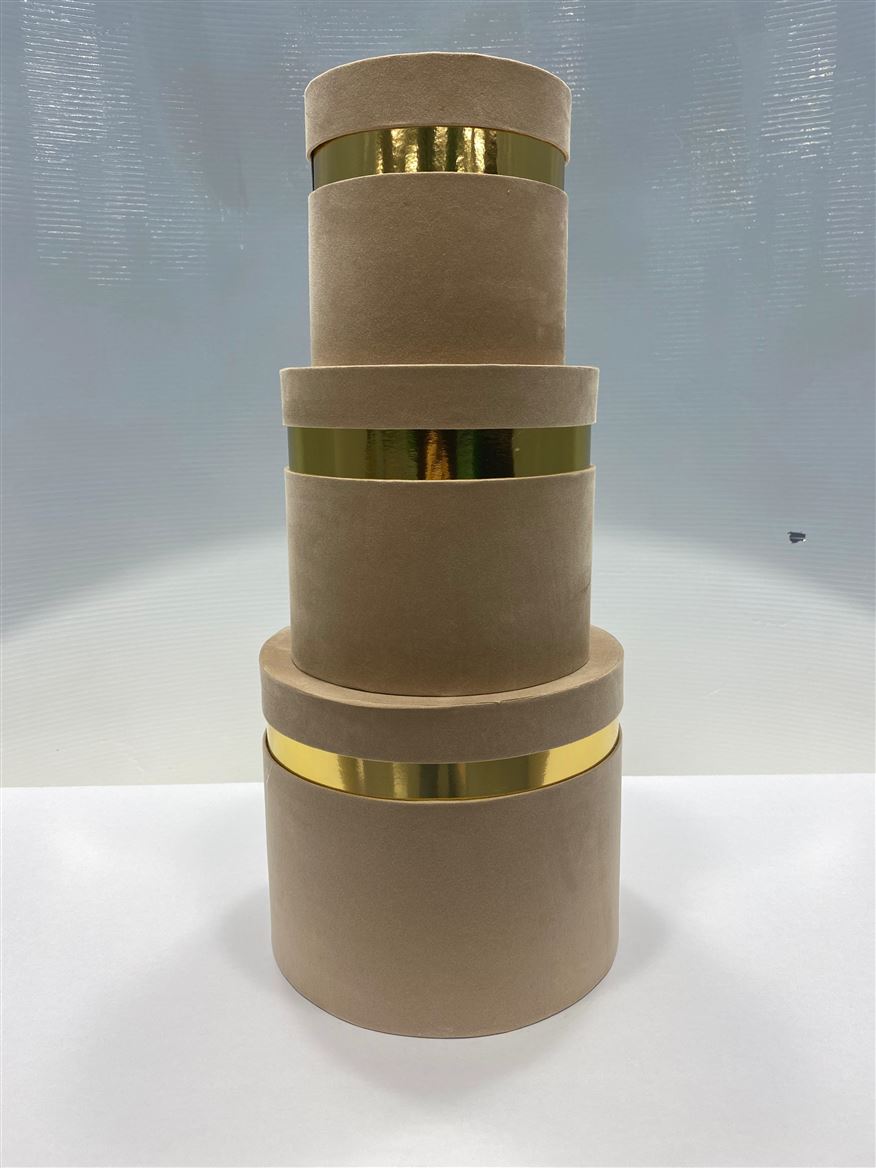 Box. Velvet Tris Cammello