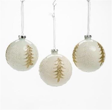 .xmas. Box 3 Sfere Vetro Albero D.10cm - Bianco