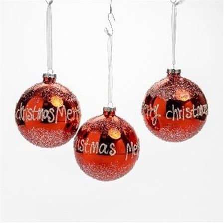 .xmas. Box 3 Sfere Vetro Merry D.10cm - Rosso