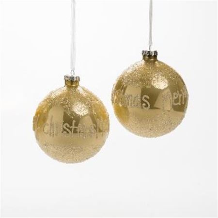 .xmas. Box 2 Sfere Vetro Merry D.12cm - Oro