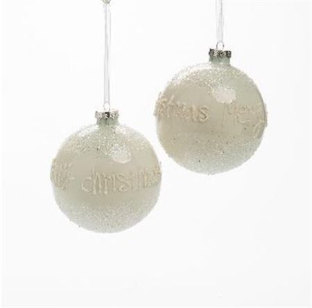 .xmas. Box 2 Sfere Vetro Merry D.12cm - Bianco