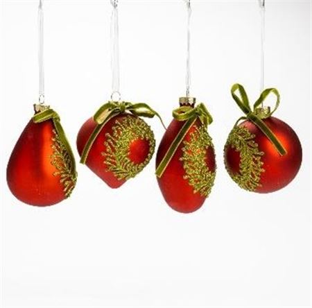 .xmas. Box 4 Addobbi Vetro Ghirlanda D.8cm - Rosso