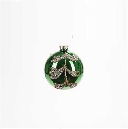 .xmas. Box 3 Sfere Vetro Petali D.10cm - Verde