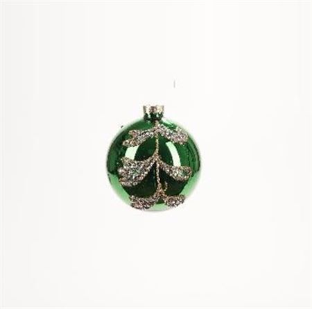 .xmas. Box Sfera Vetro Petali D.15cm - Verde