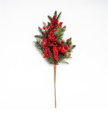 .xmas. Pick Bacche Con Abetone 60cm