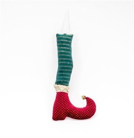 .xmas. Gamba Elfo Giullare 50cm Rosso - Verde