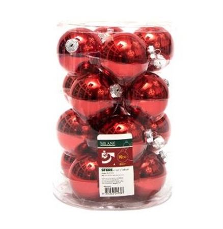 .xmas. Box 16 Sfere Vetro D.8cm - Rosso
