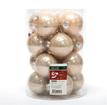 .xmas. Box 16 Sfere Vetro D.8cm - Oro Platinato