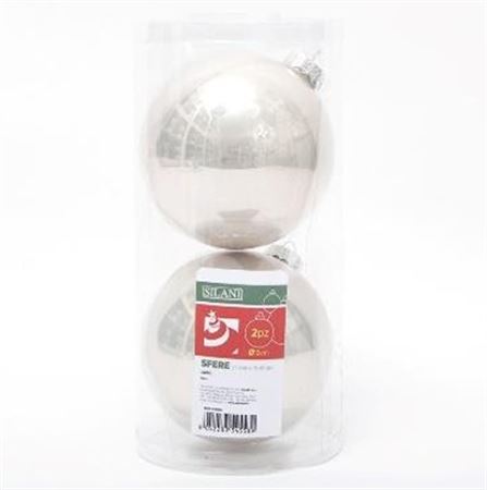.xmas. Box 2 Sfere Vetro D.12cm - Argento Perla