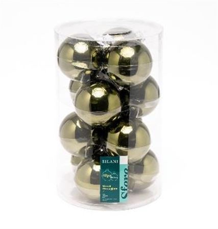 .xmas. Box 12 Sfere Vetro D.10cm - Verde Muschio