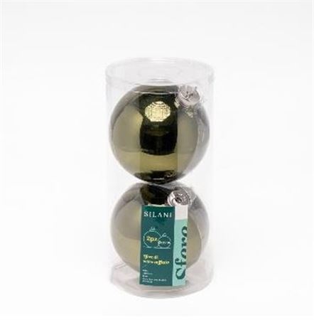 .xmas. Box 2 Sfere Vetro D.12cm - Verde Muschio