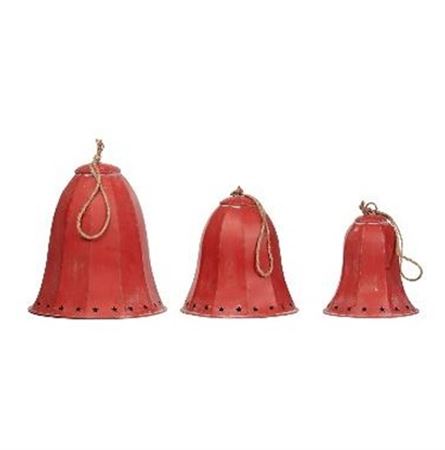 .xmas. Set 3 Campane Metal Rosso 22-19-16cm