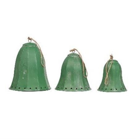 .xmas. Set 3 Campane Metal Verde 22-19-16cm