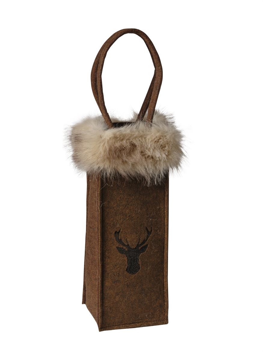 .xmas. P.bottiglie Feltro 12x12x33cm - Brown