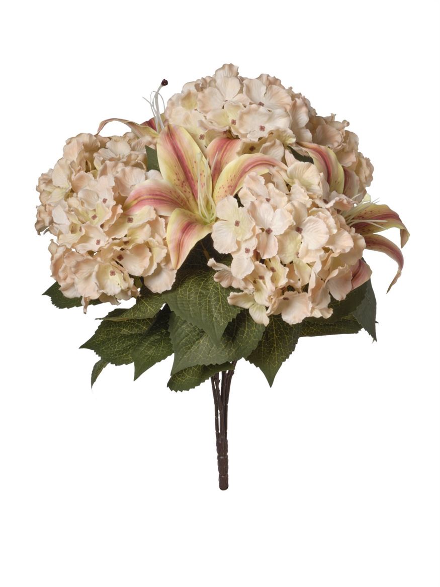 Art. Mazzo Ant. Gigli/ortensie X9 Cm53- Beige
