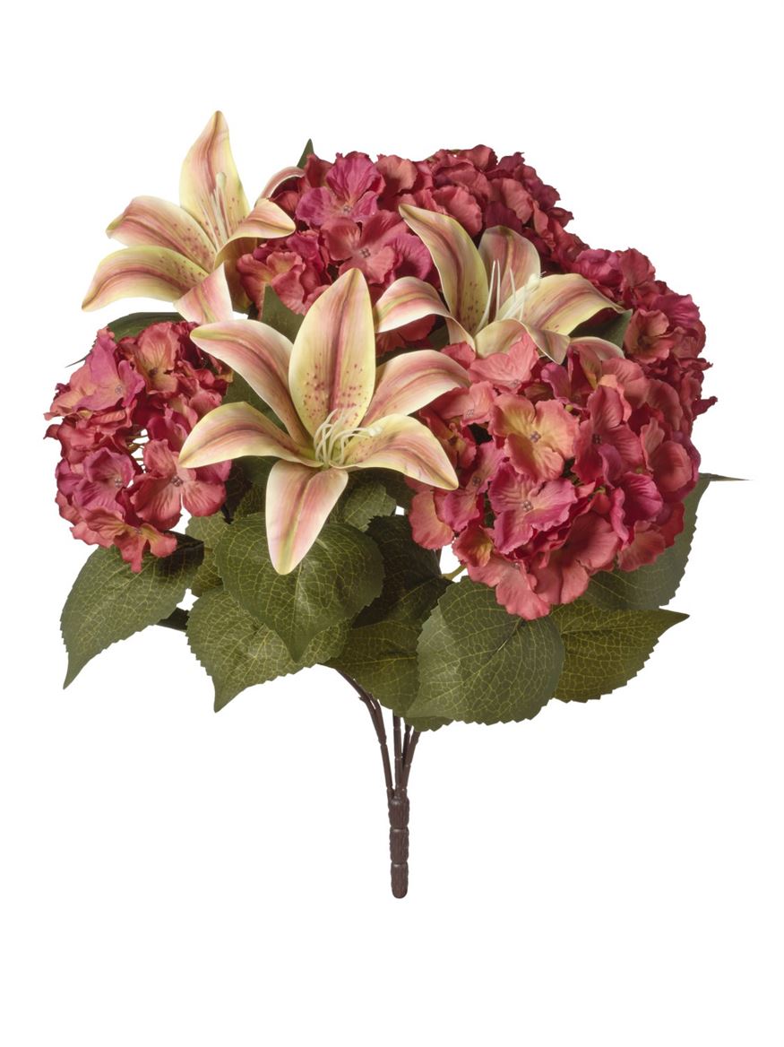 Art. Mazzo Ant. Gigli/ortensie X9 Cm53- Rust