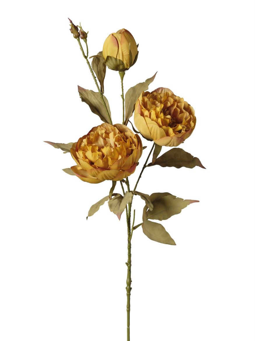 Art. Ramo Ant. Peonie X3 Teste Cm 80 - Mustard