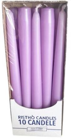 Candele. Conico Cm25 Vass.10pz Viola Polvere