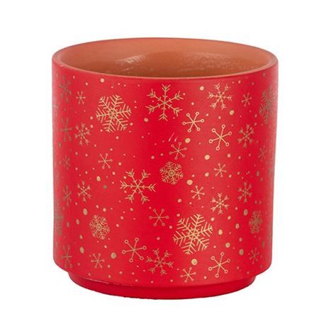 .xmas. Caspo' T.cotta Fiocchi Neve D13 H13cm - Red