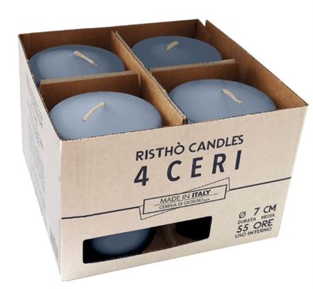 Candele. Cero D7xh10cm 4pz Ristho Dusty Blue