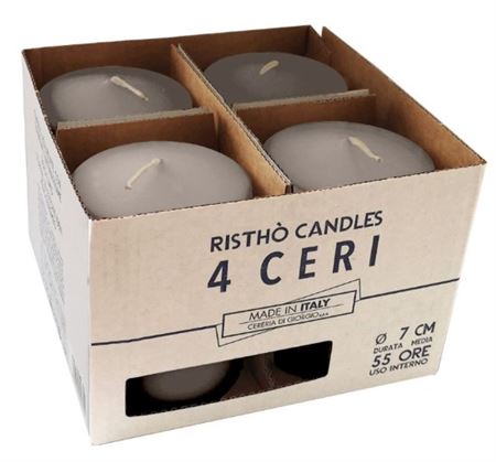 Candele. Cero D7xh10cm 4pz Ristho Tortora