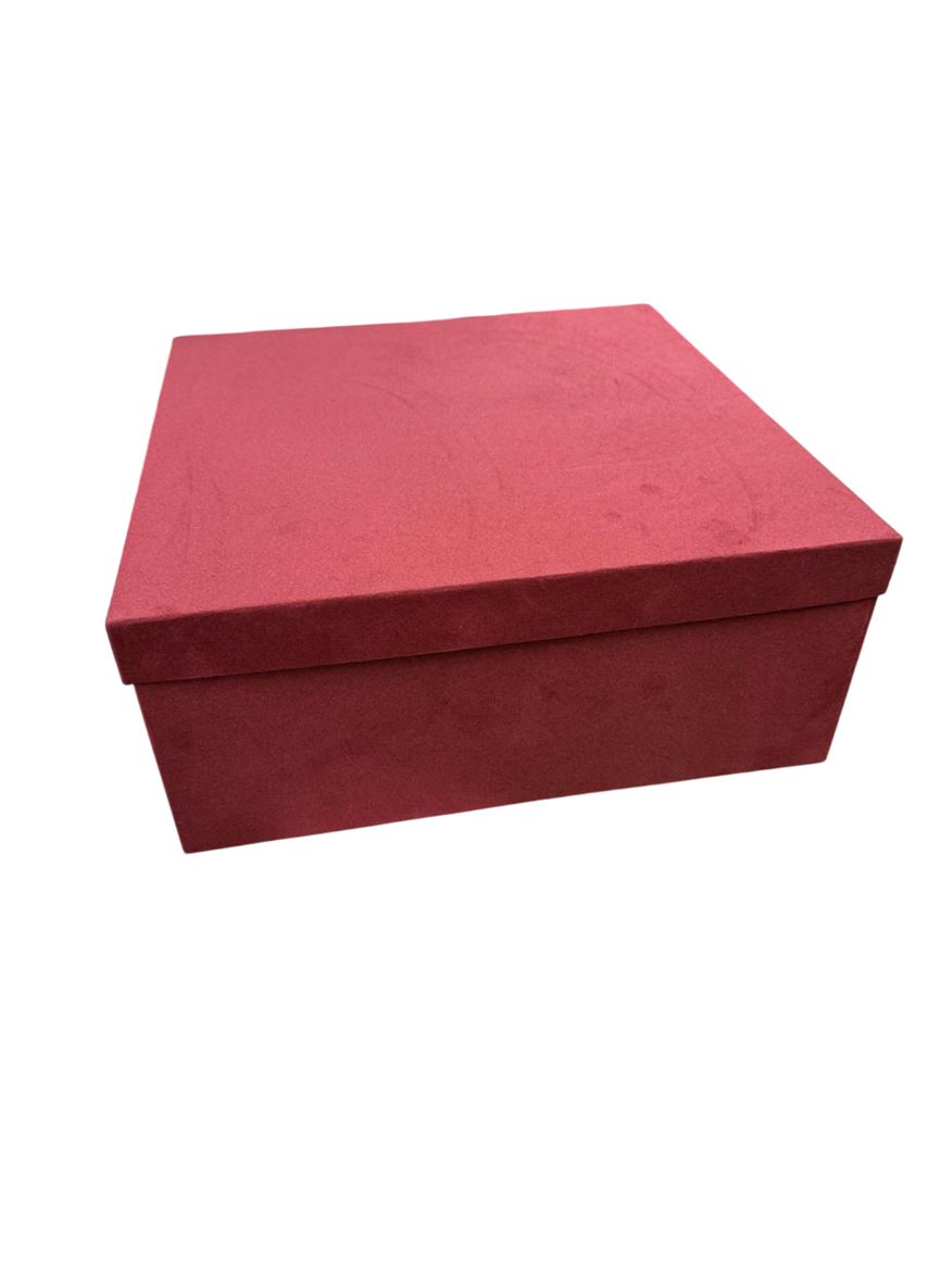 Box. Velvet P.coroncina 35x35x10cm - Bordeaux