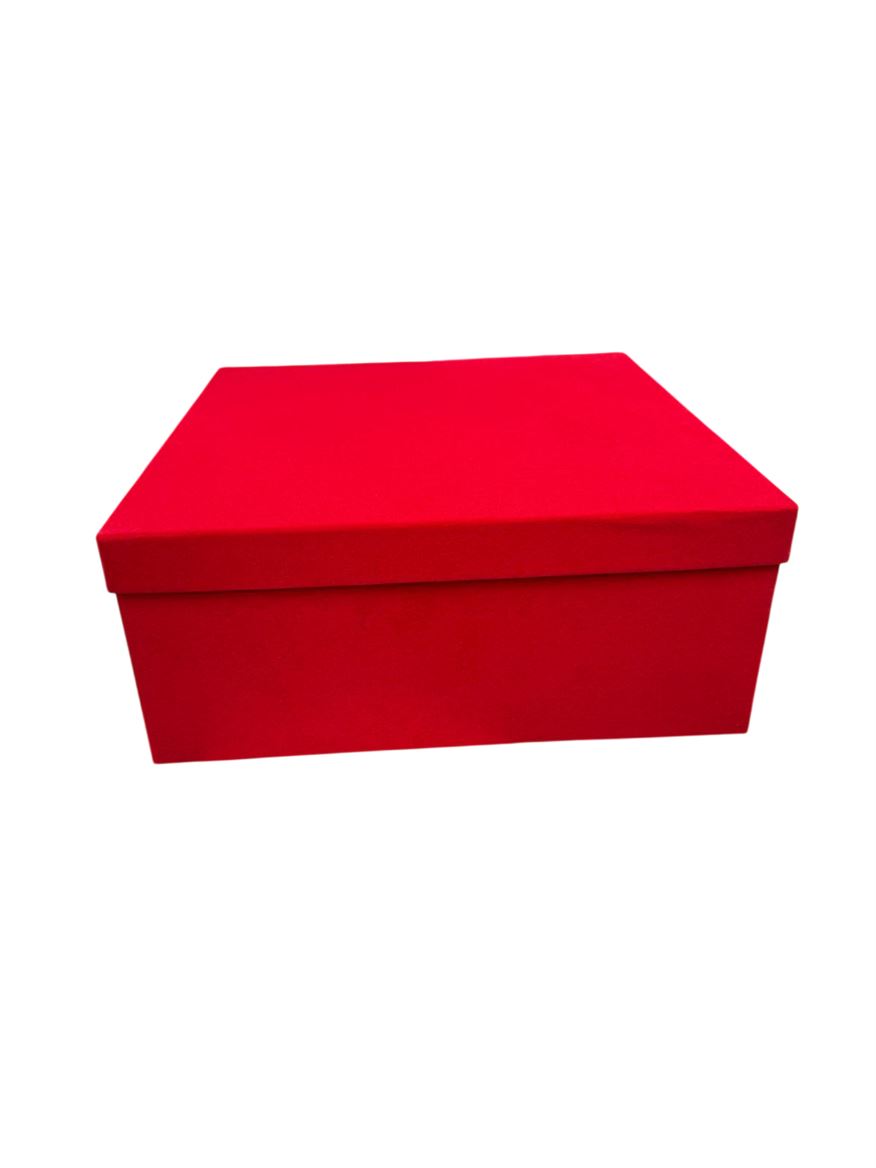 Box. Velvet P.coroncina 35x35x10cm - Rosso