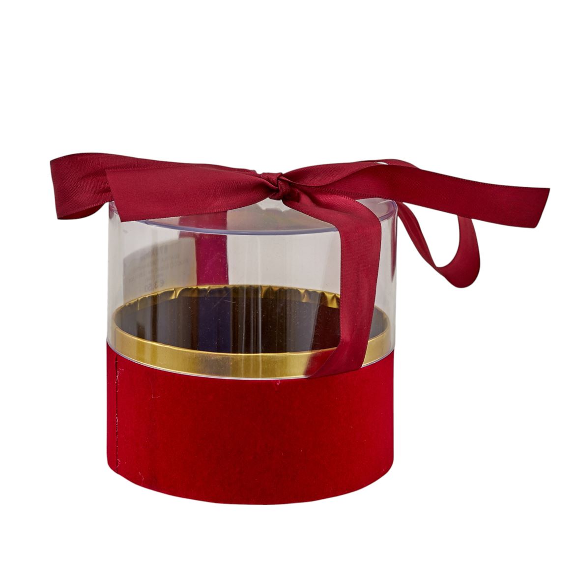 Box. Scatola Tonda Nastro Fiocco Rosso 12.5x11.5cm
