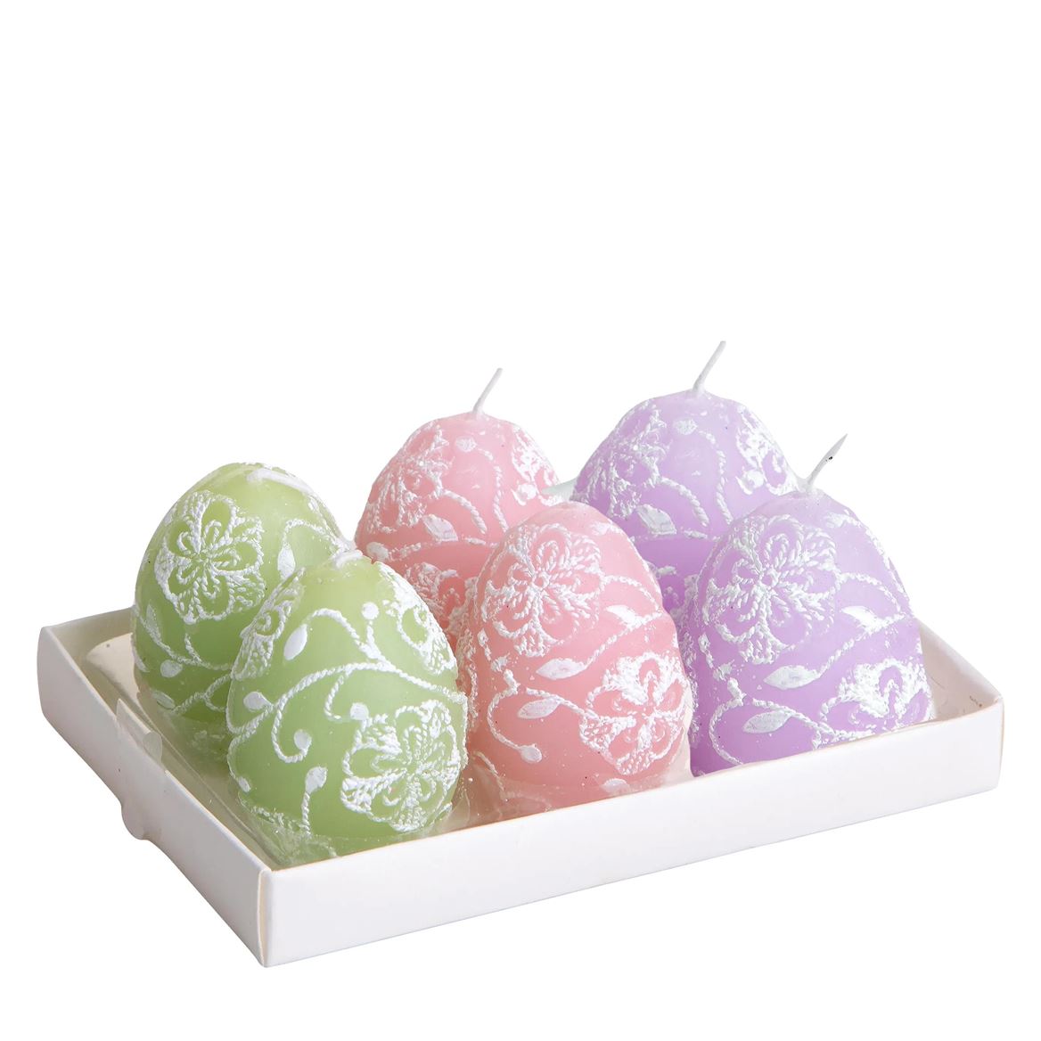 Pasqua. Candele Uova Flor. 5x6cm 6pz. Pink/lilac