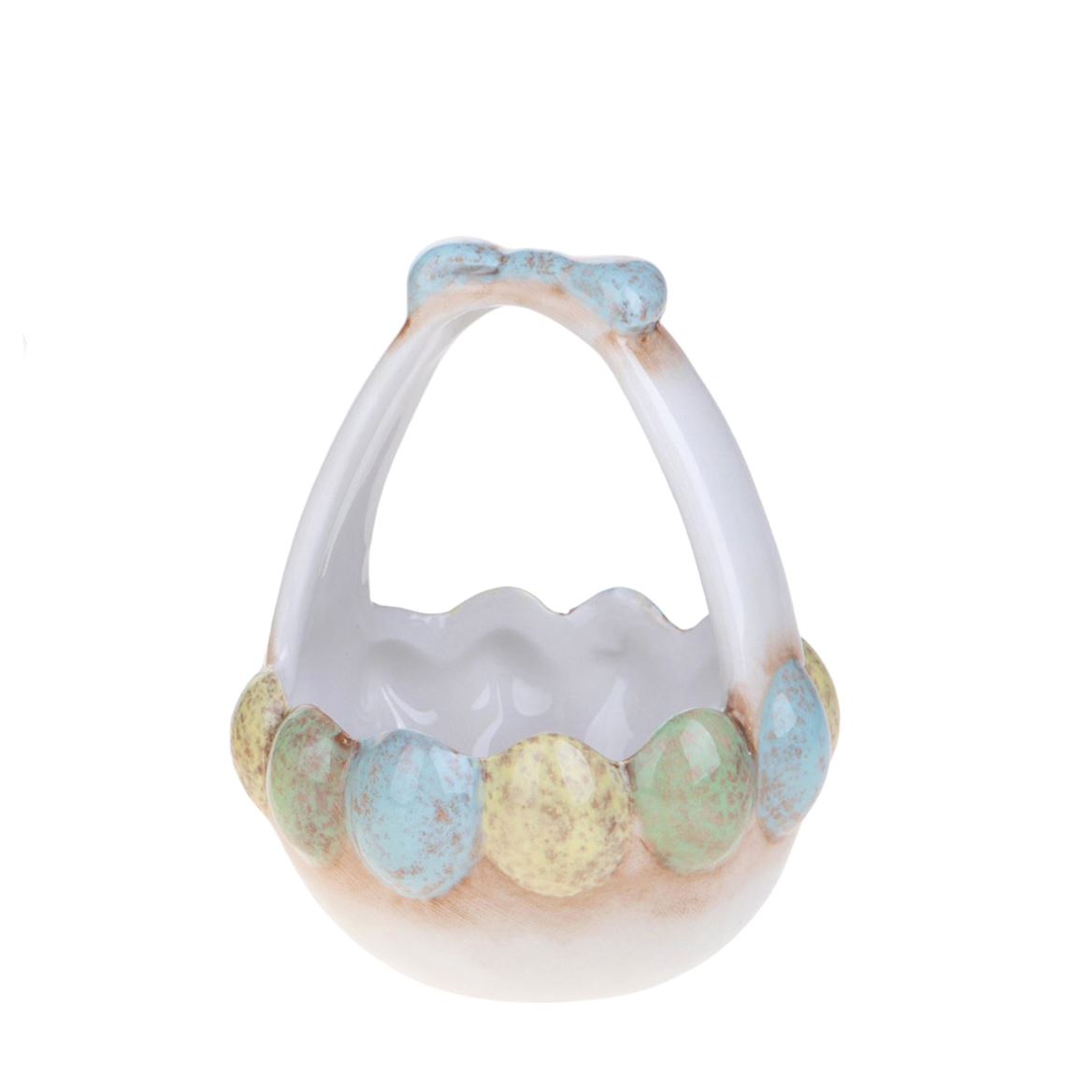 Pasqua. Cestino Ceramica Con Uova 10.5xh12.8cm