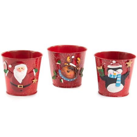 .xmas. Vasi Metallo 3mix Des. Natale D.13.7 H.17cm