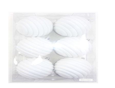 .xmas. Box 6 Sfere Cm10 Deco Cerchi Velluto Bianco
