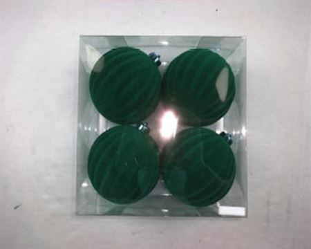 .xmas. Box 4 Sfere D.12cm Velluto Verticale Verde