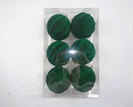 .xmas. Box 6 Sfere D.10cm Velluto Twist Verde