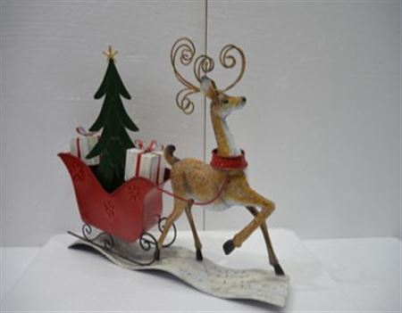 .xmas. Renna Con Slitta Regali Metal 67x11x50cm