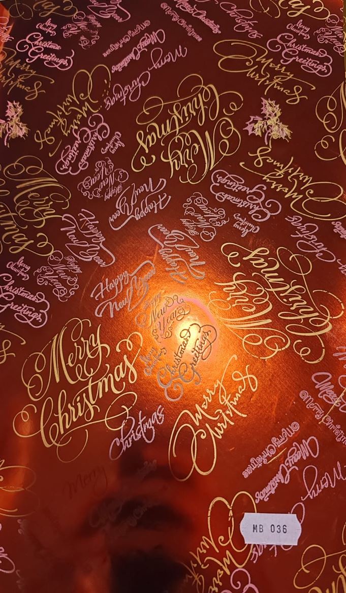 .xmas. Rotolo Bob. Cm100x25m Goffr. Scritte Red