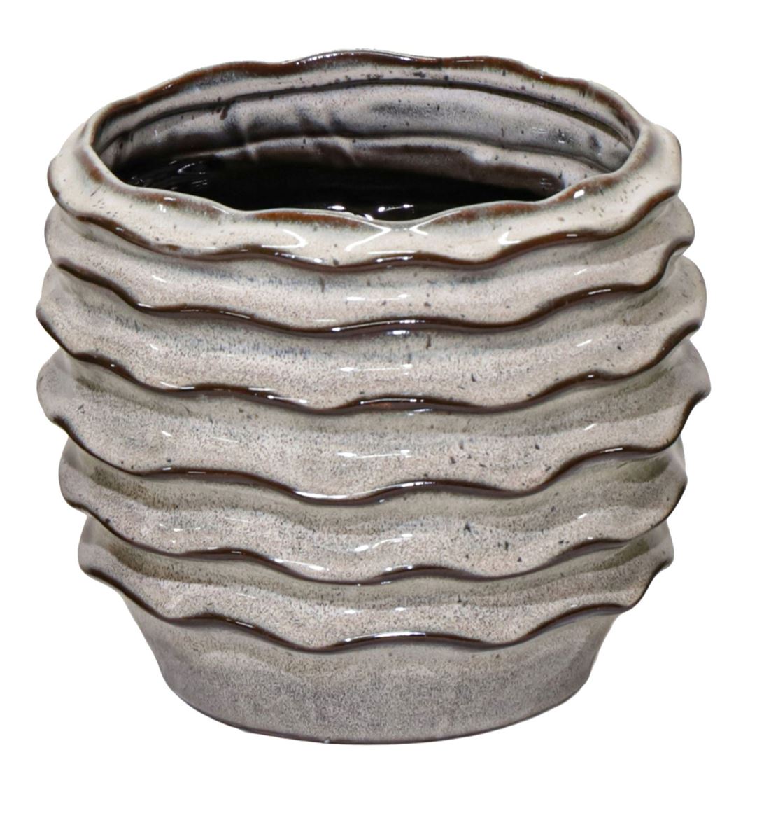 Vasi Ceramica. Boheme Wave Pot D.23 H.17cm - Cream