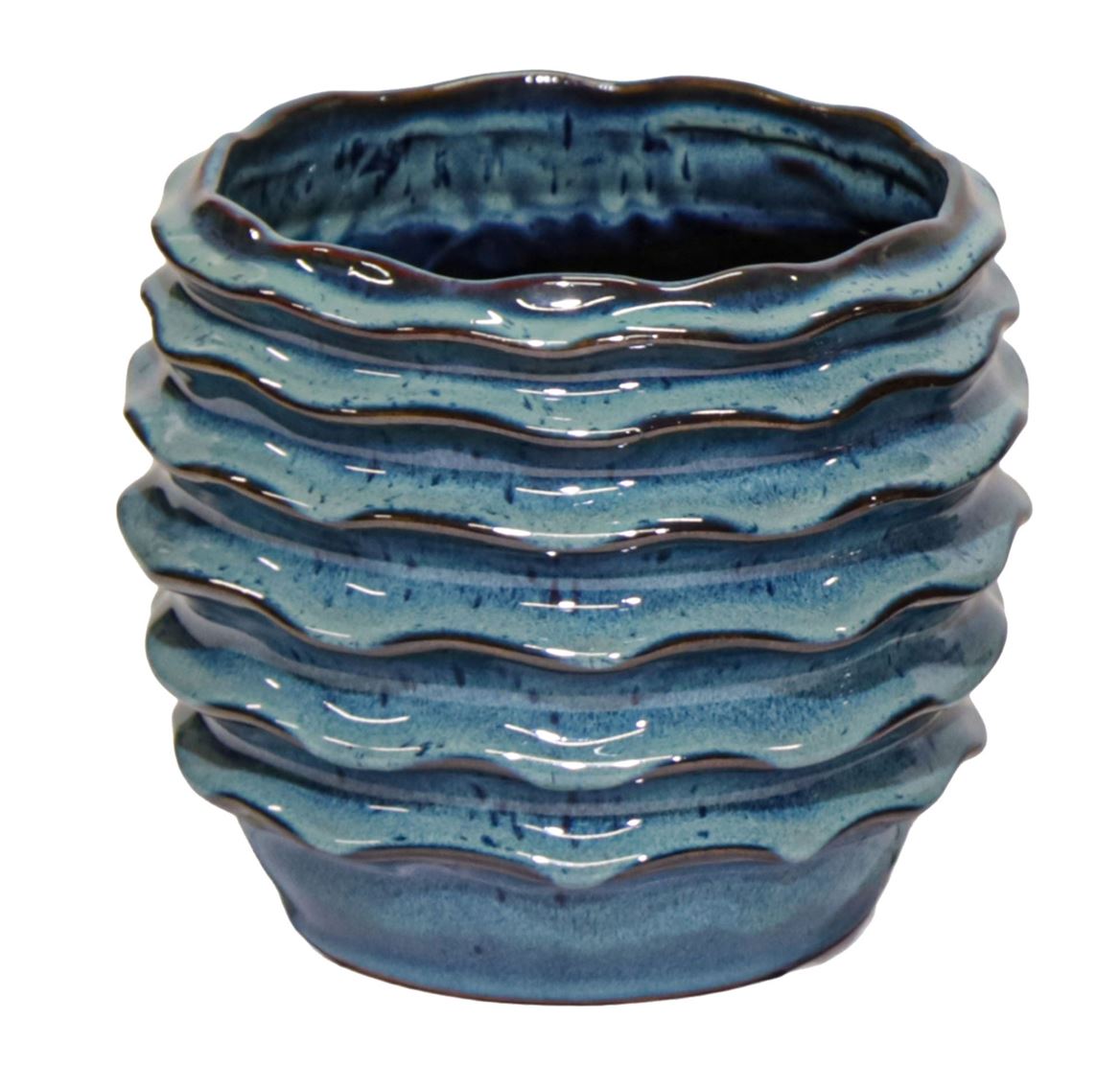 Vasi Ceramica. Boheme Wave Pot D.23 H.17cm - Ocean