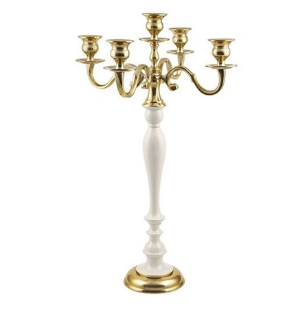Wedd. Candeliere Alluminio Avorio H.76 D.37cm