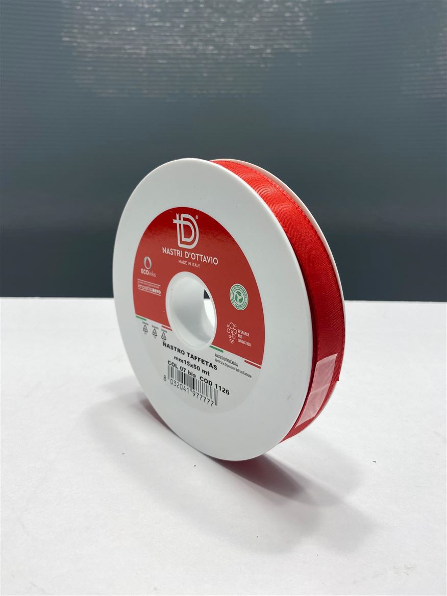Nastri. Taffetas Mm15x50mt Rosso (07bis)
