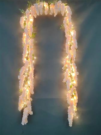 Wedd. Tralcio Arco Led Di Glicine Cipria - 530cm