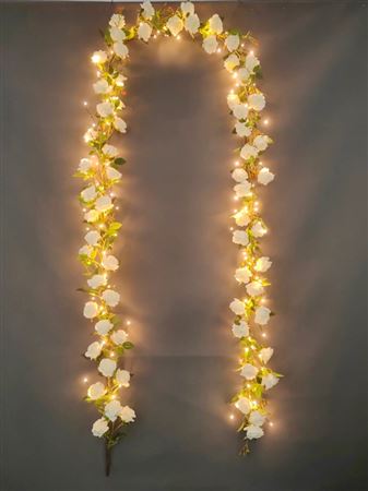 Wedd. Tralcio Arco Led Di Rose Bianco - 530cm