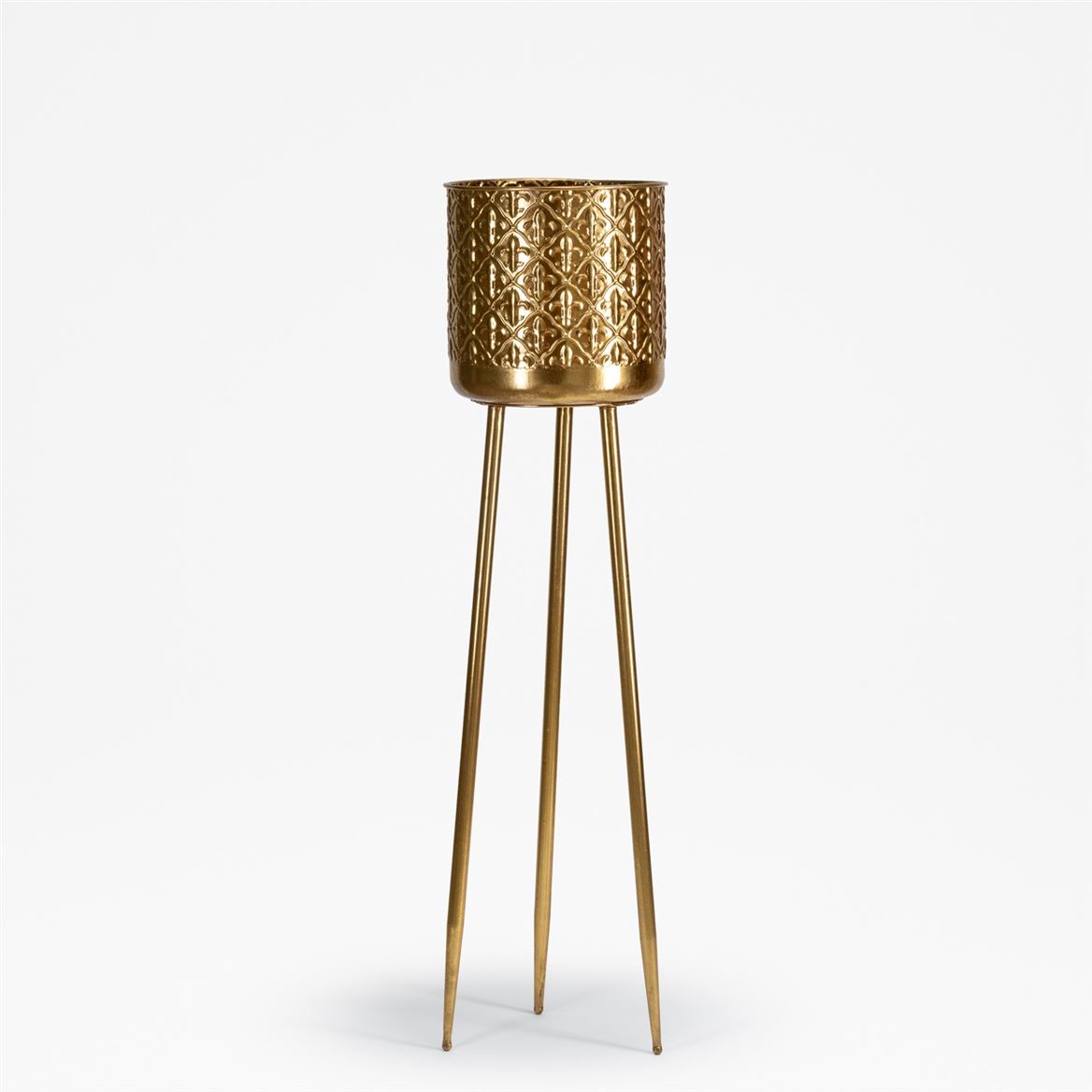 Wedd. Alzata P.pianta Retrò Oro 26x26x101cm