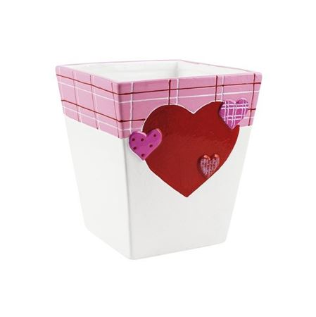 Vasi Ceramica. Quadrato Cuore Bianco 15x13x13