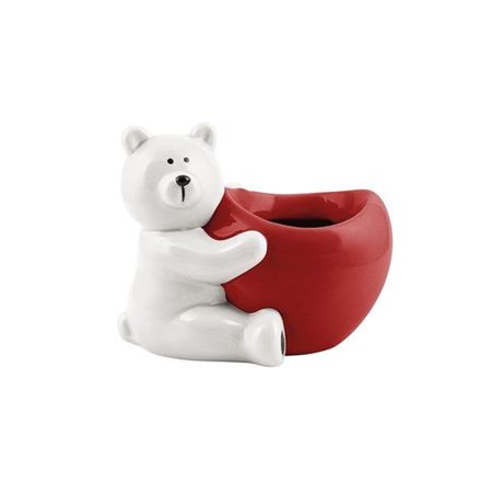 Vasi Ceramica. Orsetto Cuore Bianco 10x13x10cm