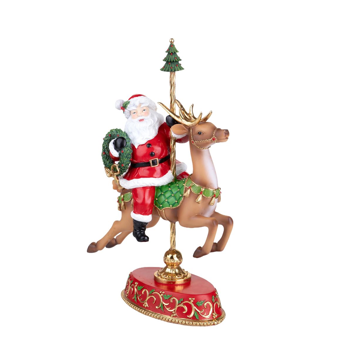 .xmas. Babbo Natale H. 45.5 Cm Con Renna - Red Gre