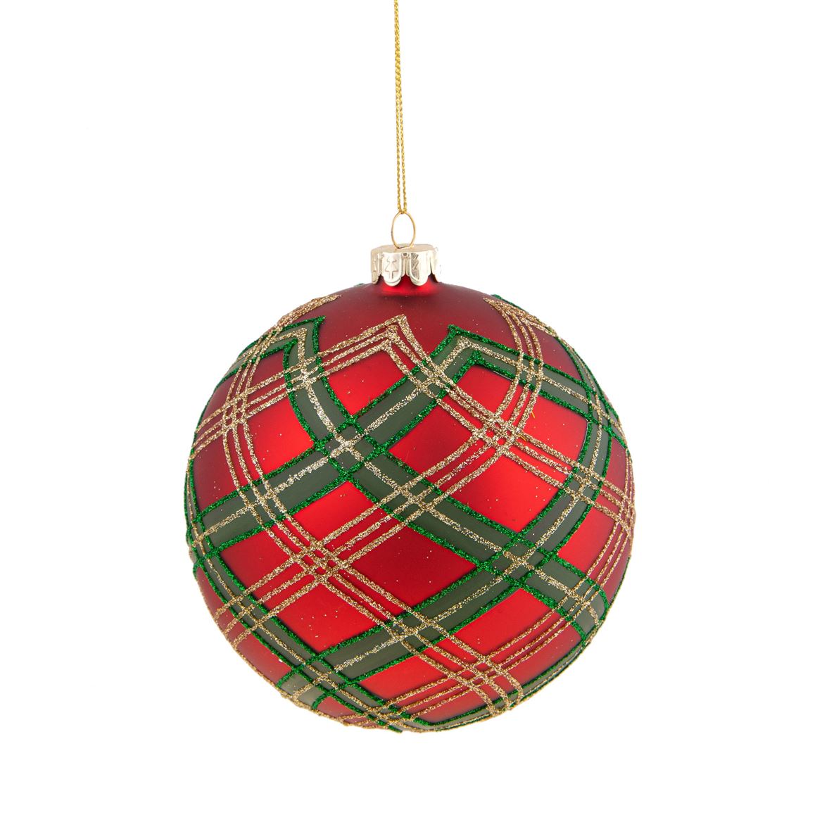 .xmas. Box 4 Sfere Vetro Scottish 10 Cm - Red Gree