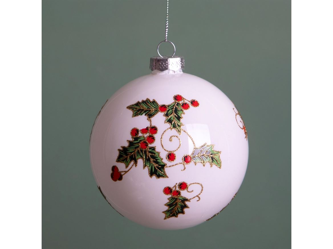 .xmas. Box 4 Sfere Vetro D.10 Cm Agrifoglio - Tras