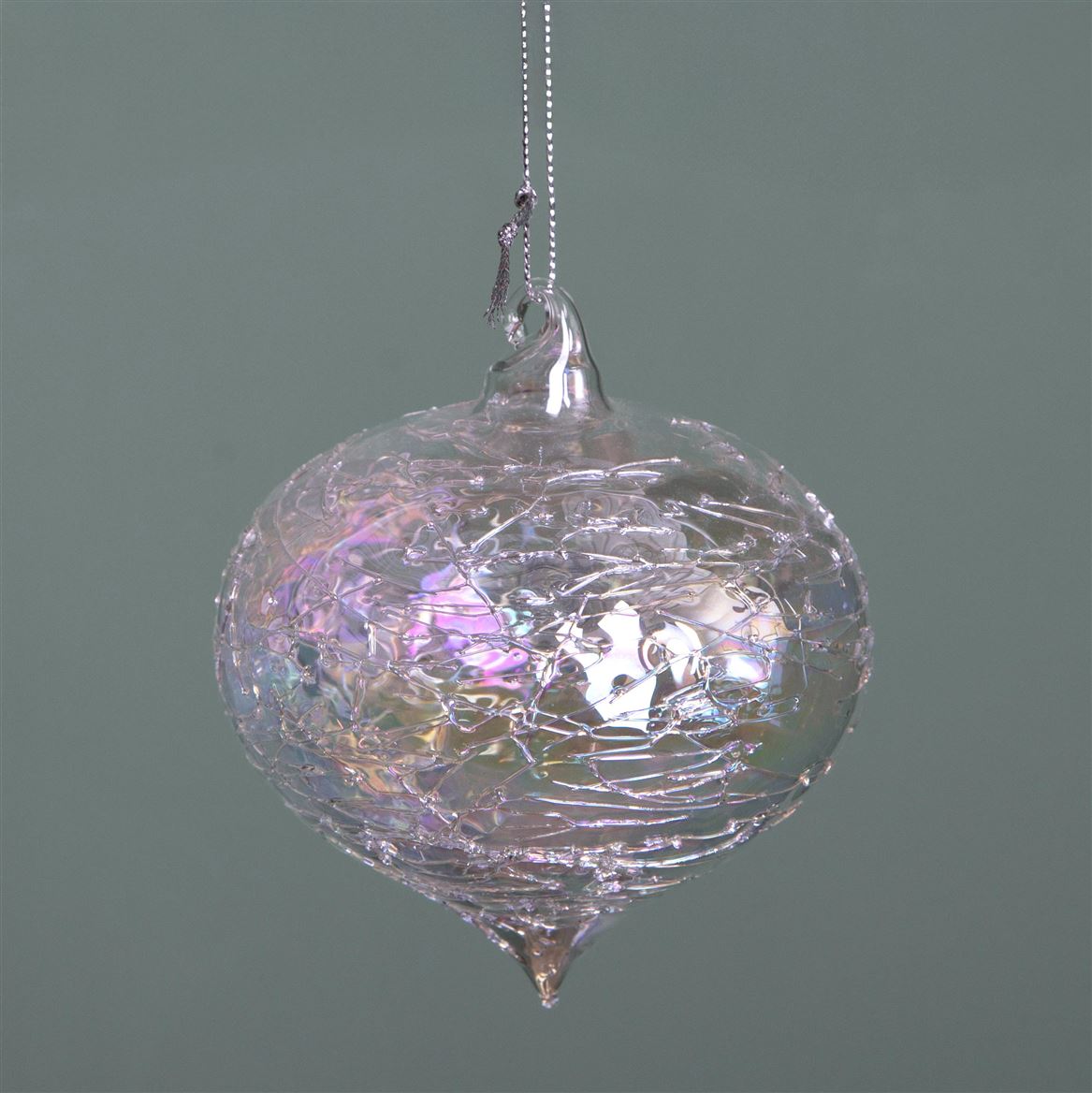 .xmas. Box 4 Sfere Cipolla Vetro Iridescente 10 Cm