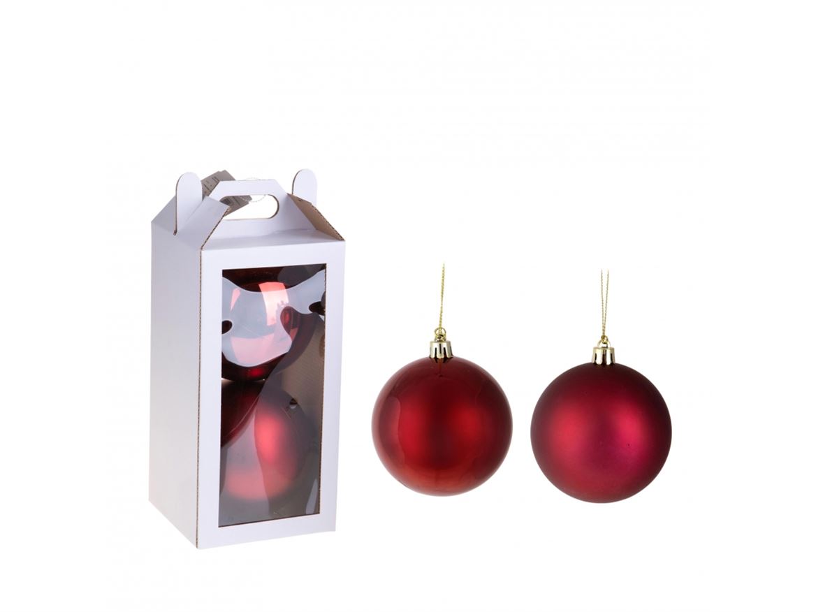 .xmas. Box 2 Sfere D.15 Cm Ass.matt+shiny- Burgund